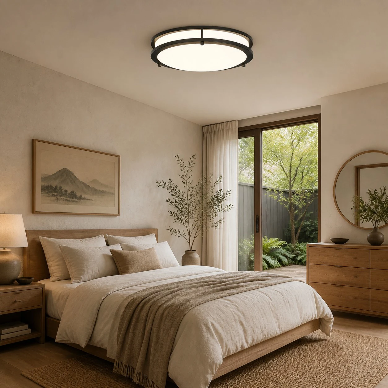 Bauhaus ceiling light installed in a bedroom