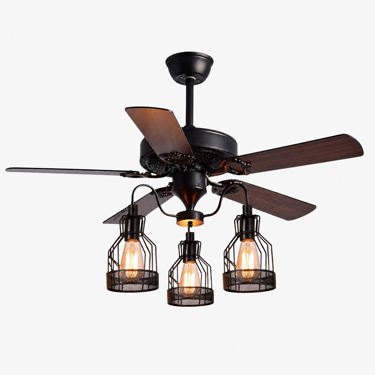 Style C wood blades three-light ceiling fan
