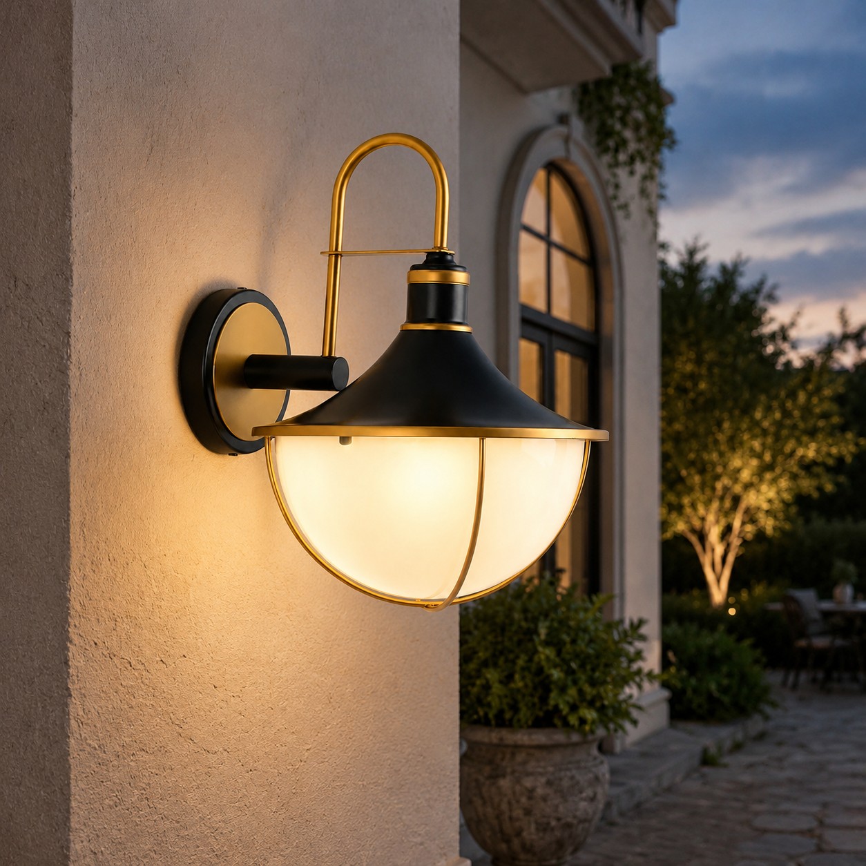Black and Gold Outdoor Wall Lantern