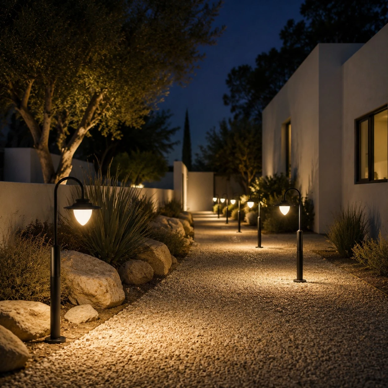 outdoor path light installation scene