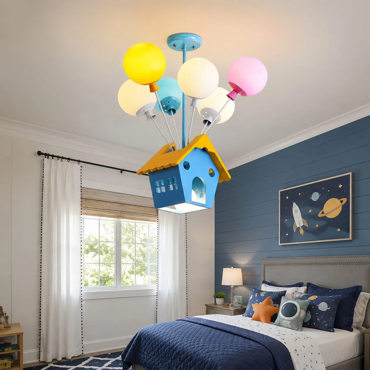 Colorful Balloon House LED Pendant Light for Kids Rooms