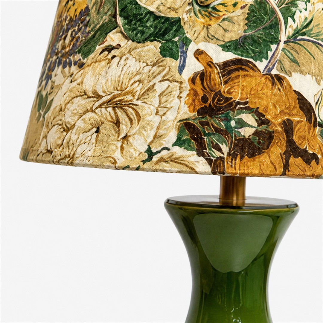 Close-up of beige floral fabric shade pattern