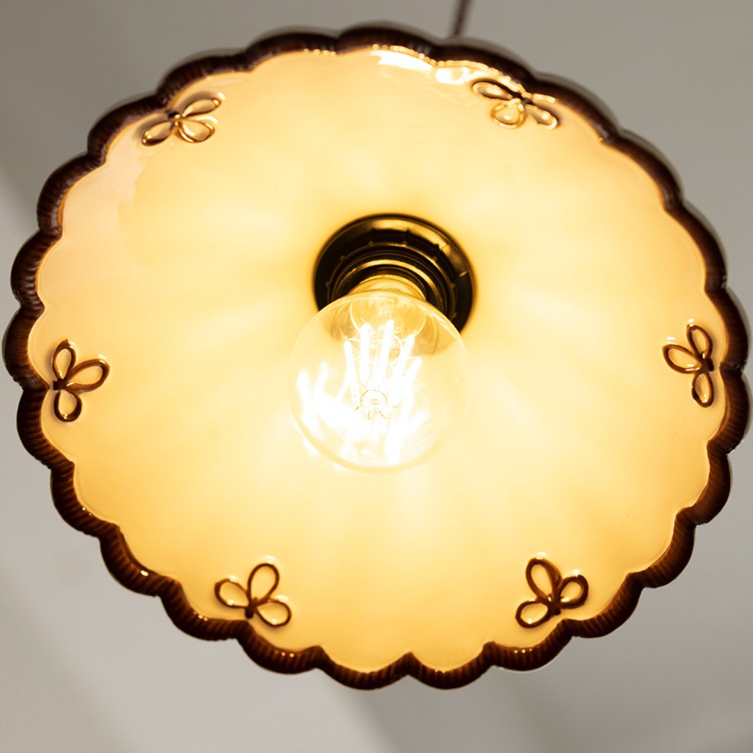 French Vintage Scalloped Ceramic Pendant Light 12