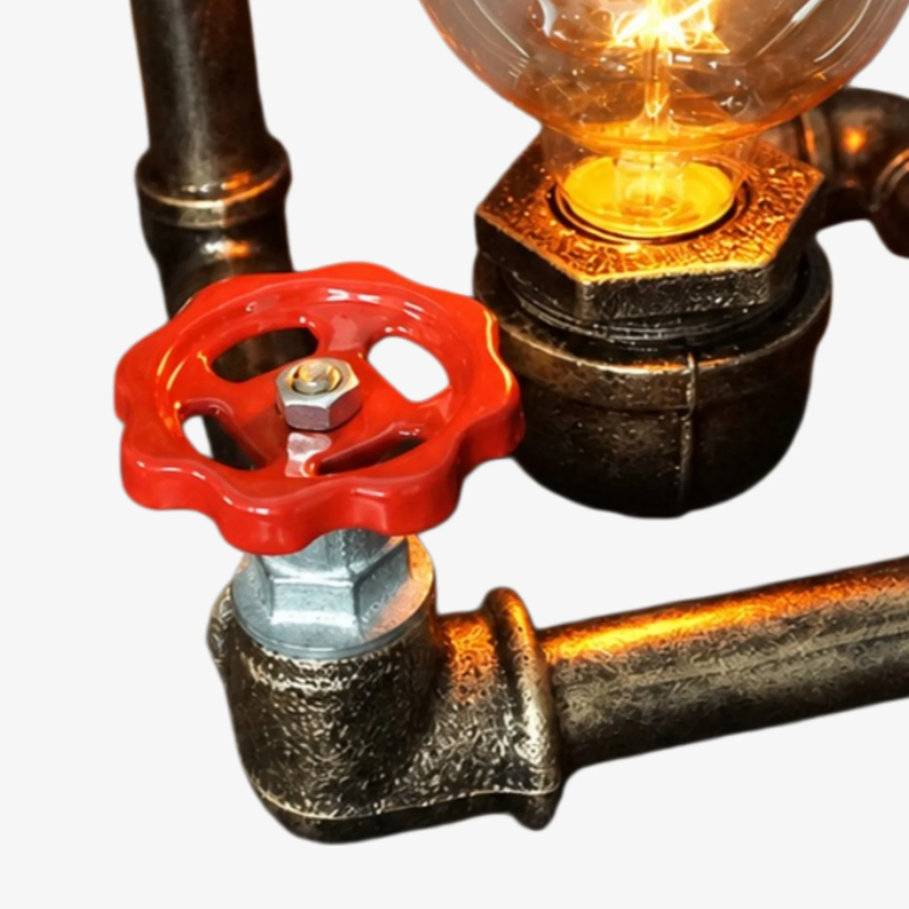 Red valve and pipe fitting detail