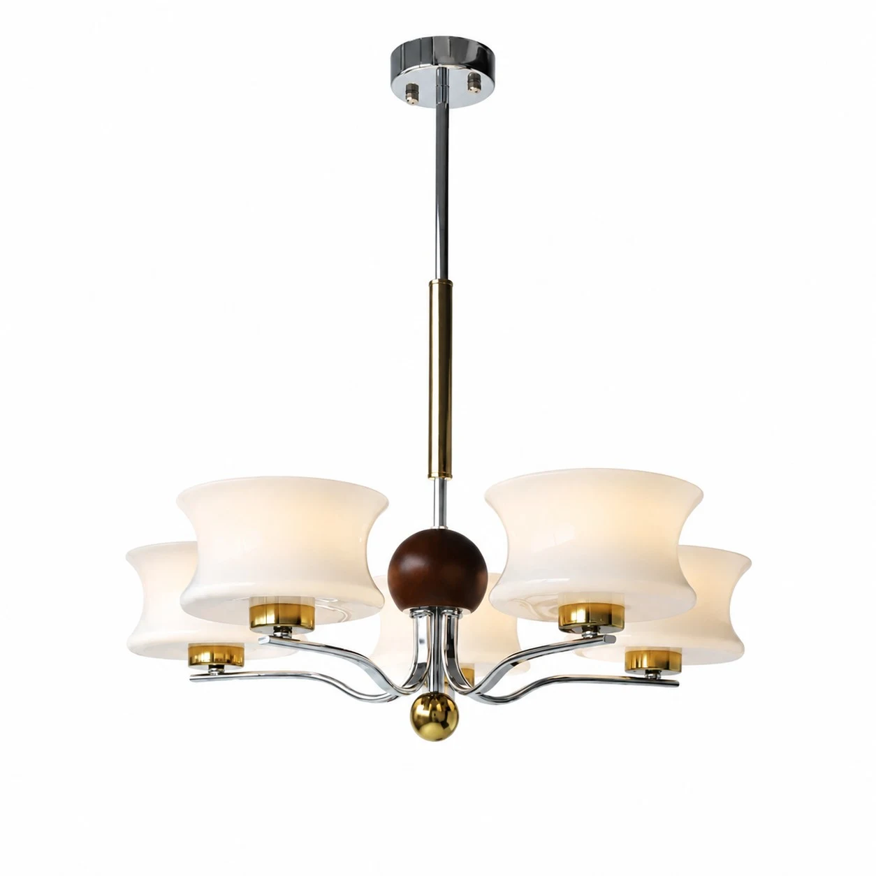 Round 3-light white glass chandelier