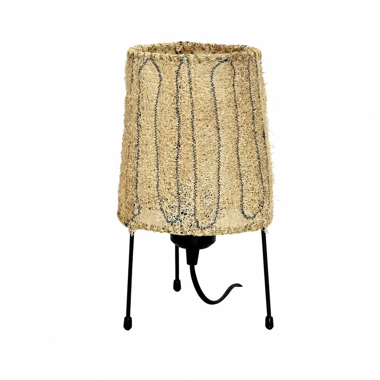 Natural plant fiber table lamp on white background