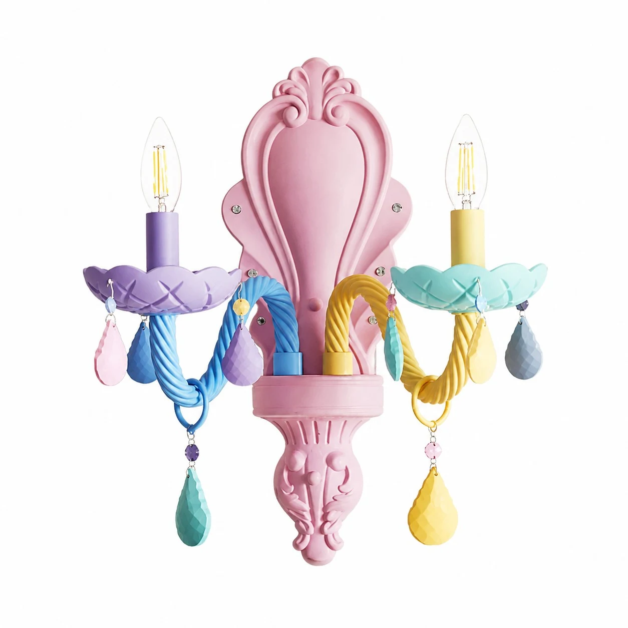two-head colorful crystal wall sconce for children room