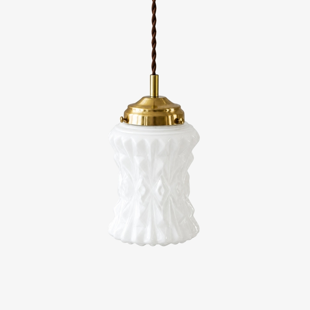 White brass milk glass pendant lamp