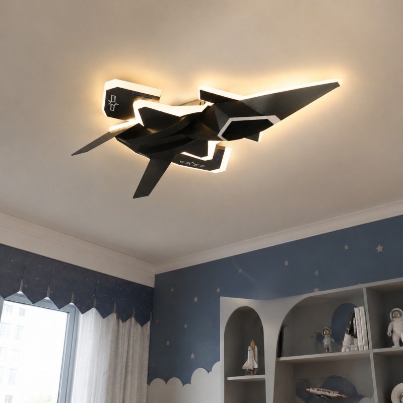 Jet fighter LED ceiling light room scene