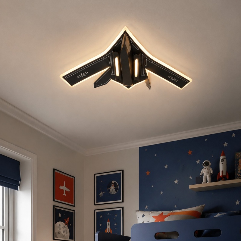 Jet fighter LED ceiling light room scene