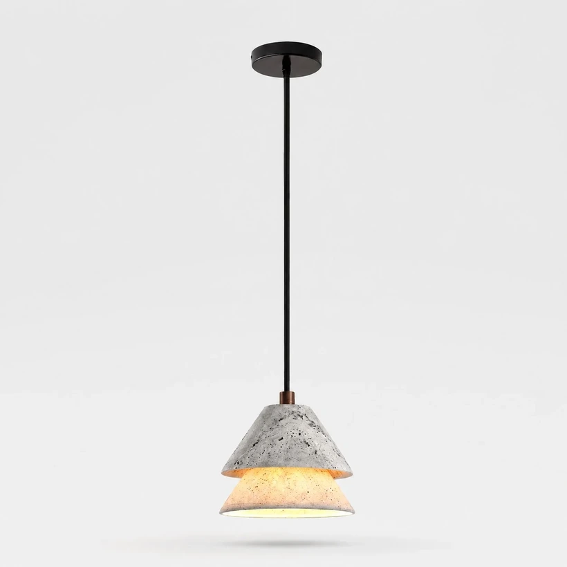 Grey Stone Pendant Light with Paper Diffuser