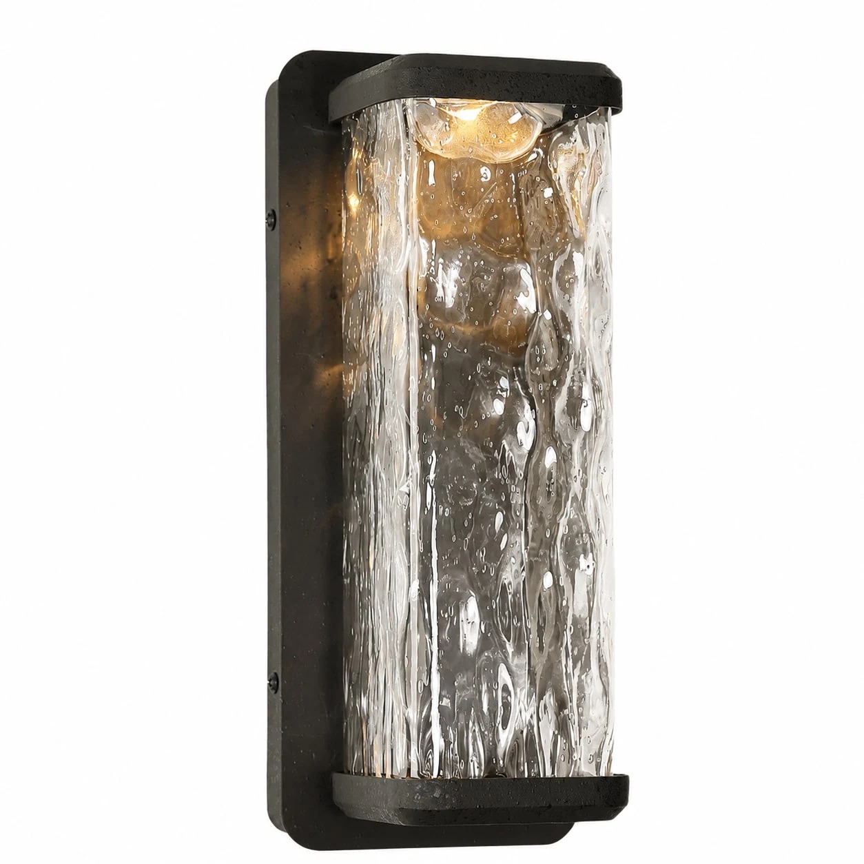 Cylindrical lantern outdoor wall light with matte black finish