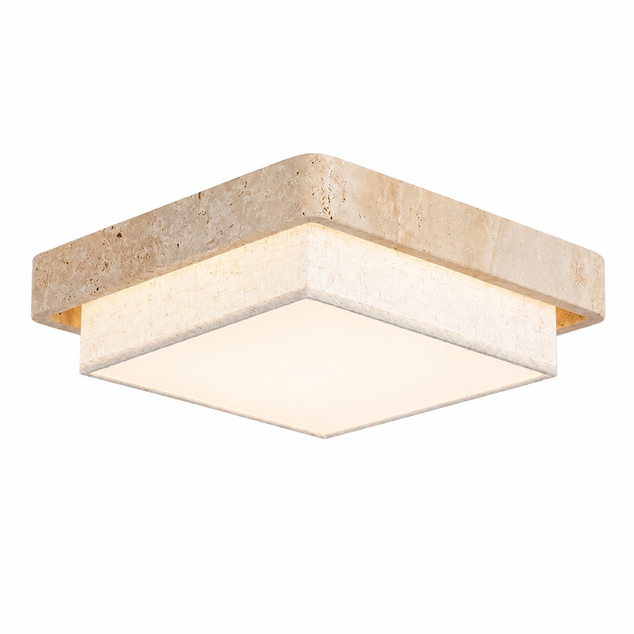 Travertine Fabric Flush Mount Ceiling Light
