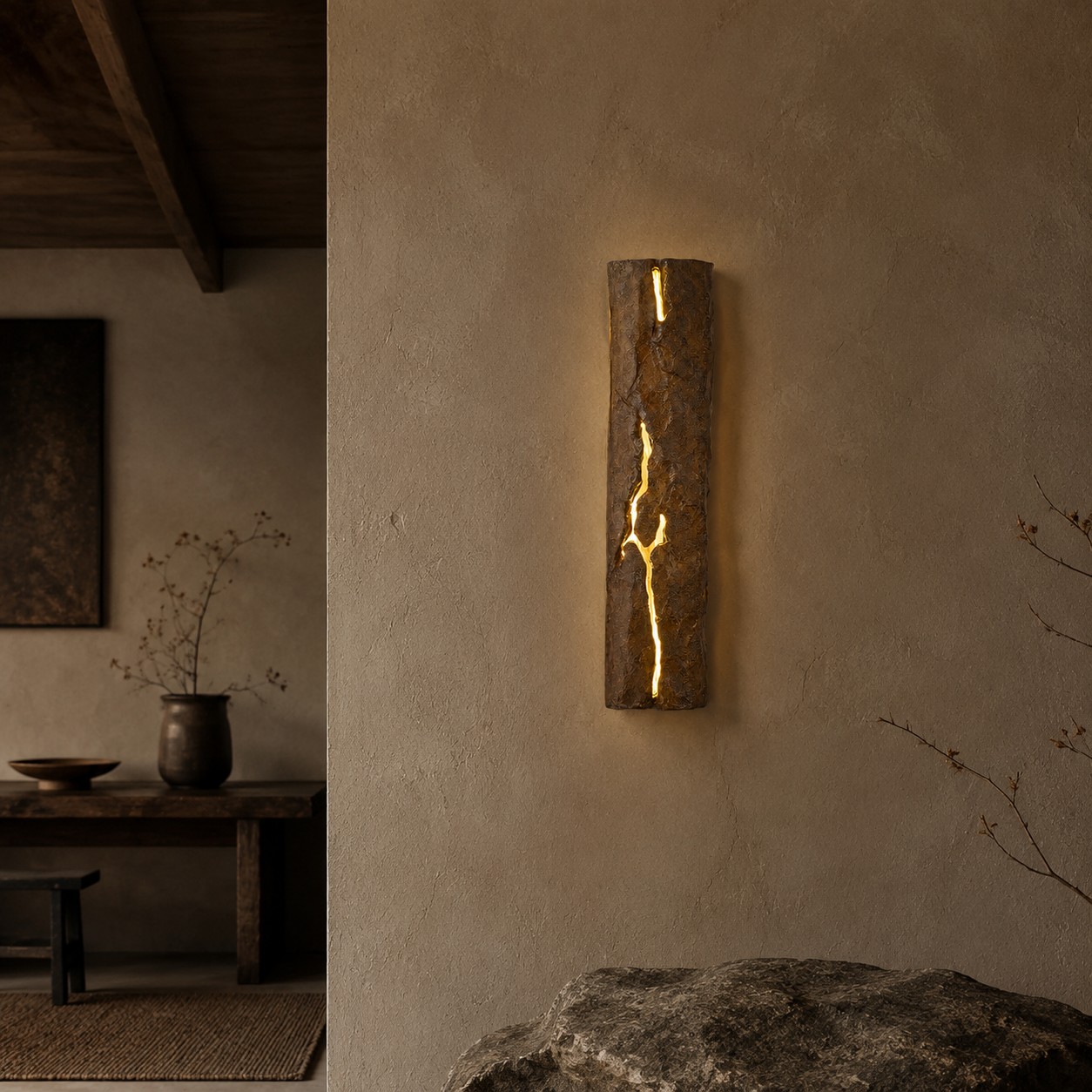 wood brown wall light scene