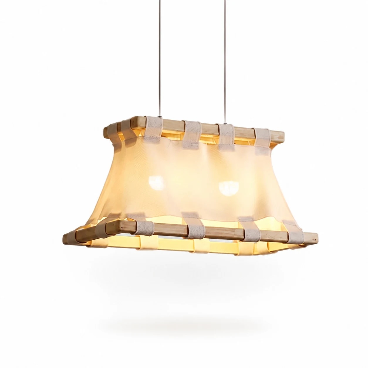 Style B 50 cm ivory white wood and fabric pendant lamp