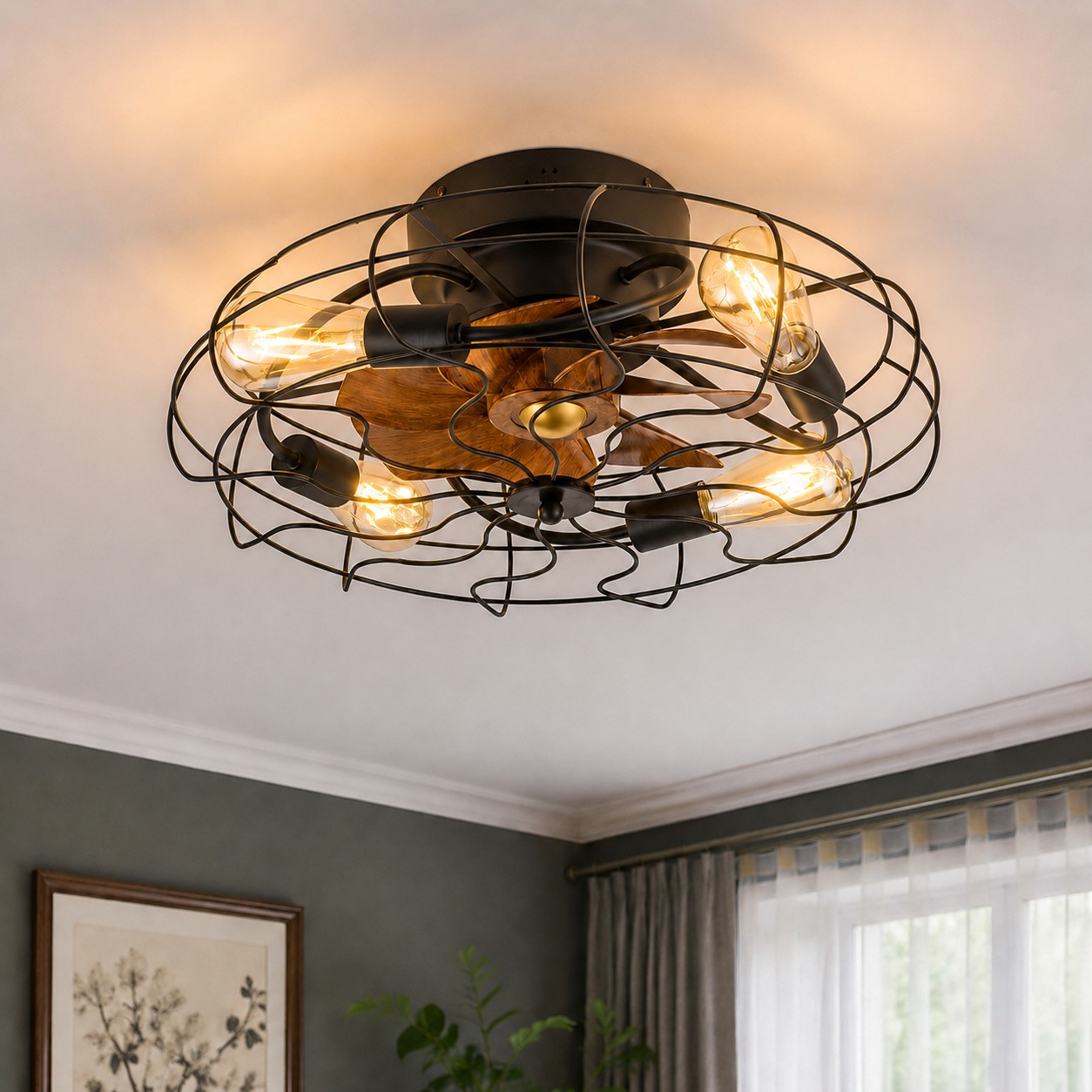 Ceiling fan light room scene