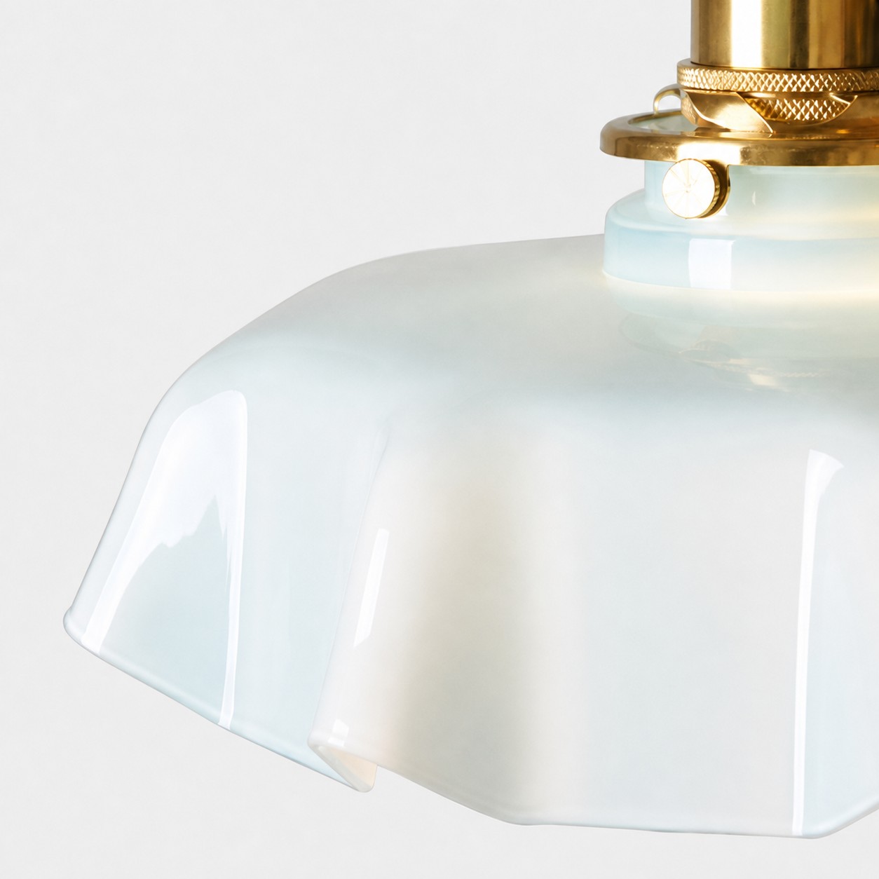 Vintage scalloped opaline glass pendant light view 11