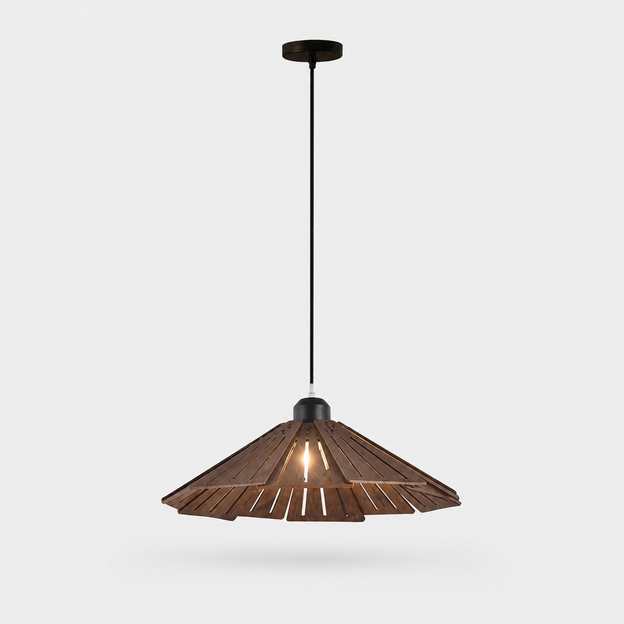 Walnut A style 35cm wooden pendant light