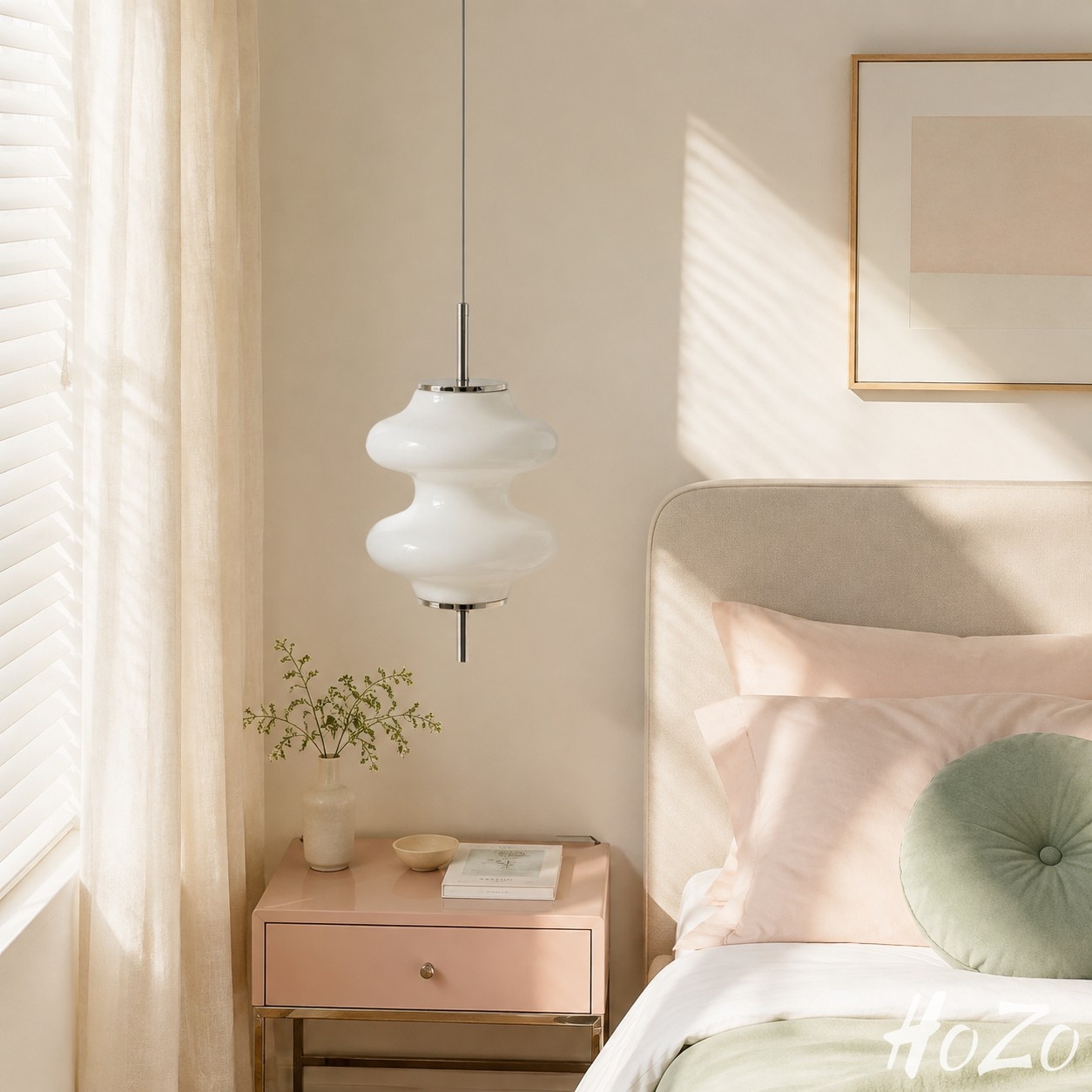 Lampada a sospensione Mallew Honeycomb Layered - Lampada a sospensione in vetro dal design moderno per sala da pranzo e camera da letto (scena 3)