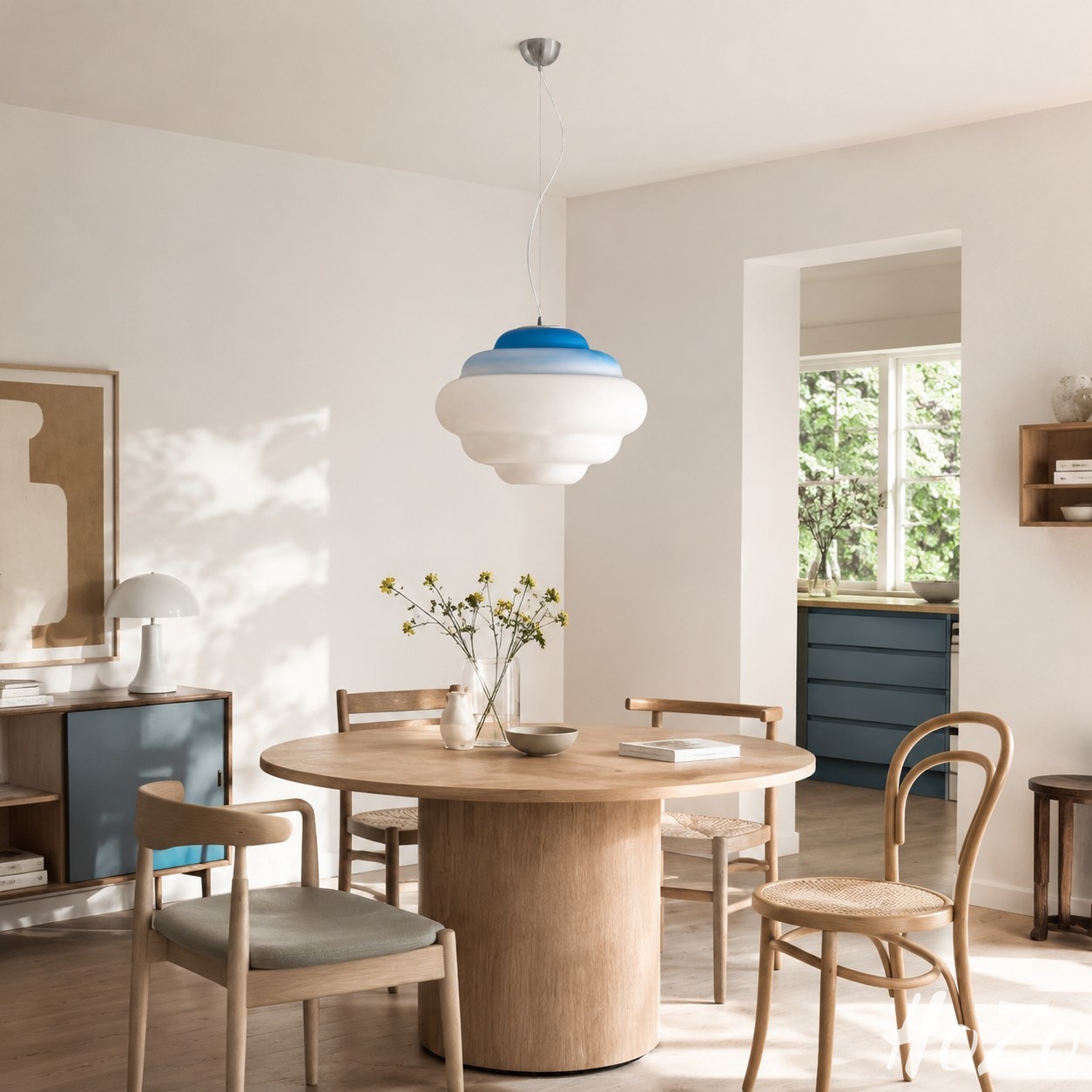 Lampada a sospensione Gossax a forma di nuvola in vetro - Stile nordico per sala da pranzo e isola cucina, scena 4