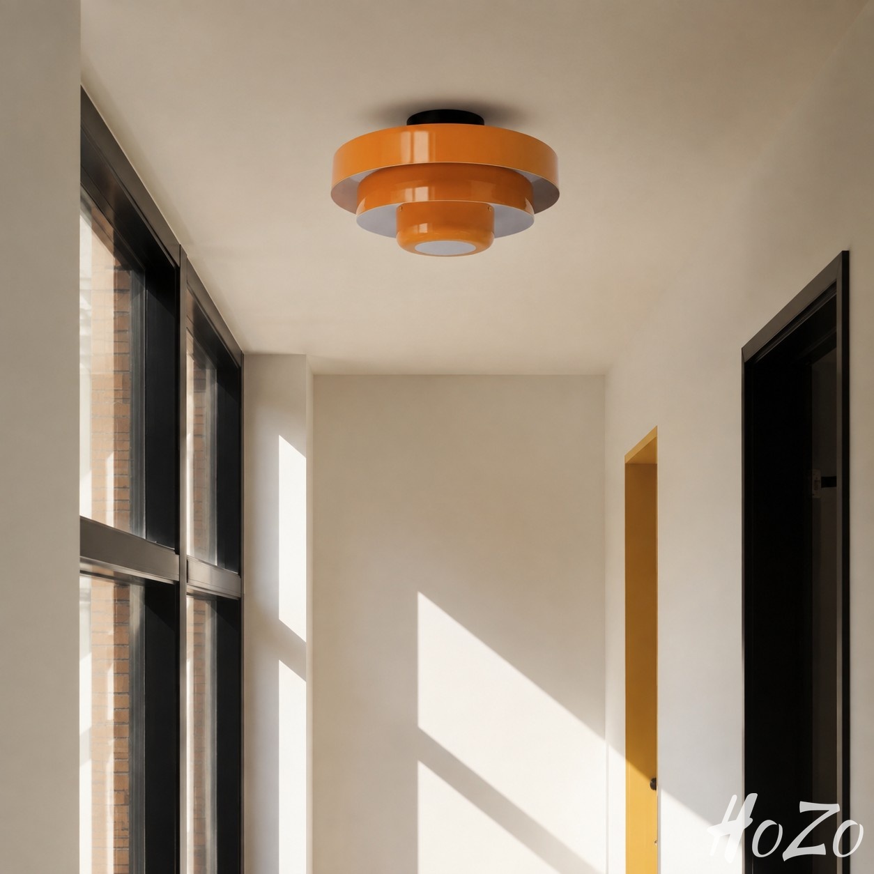 Veleora Bauhaus-geïnspireerde ronde plafondlamp – kleurrijke drielaagse lamp voor slaapkamer of eetkamer scène 1