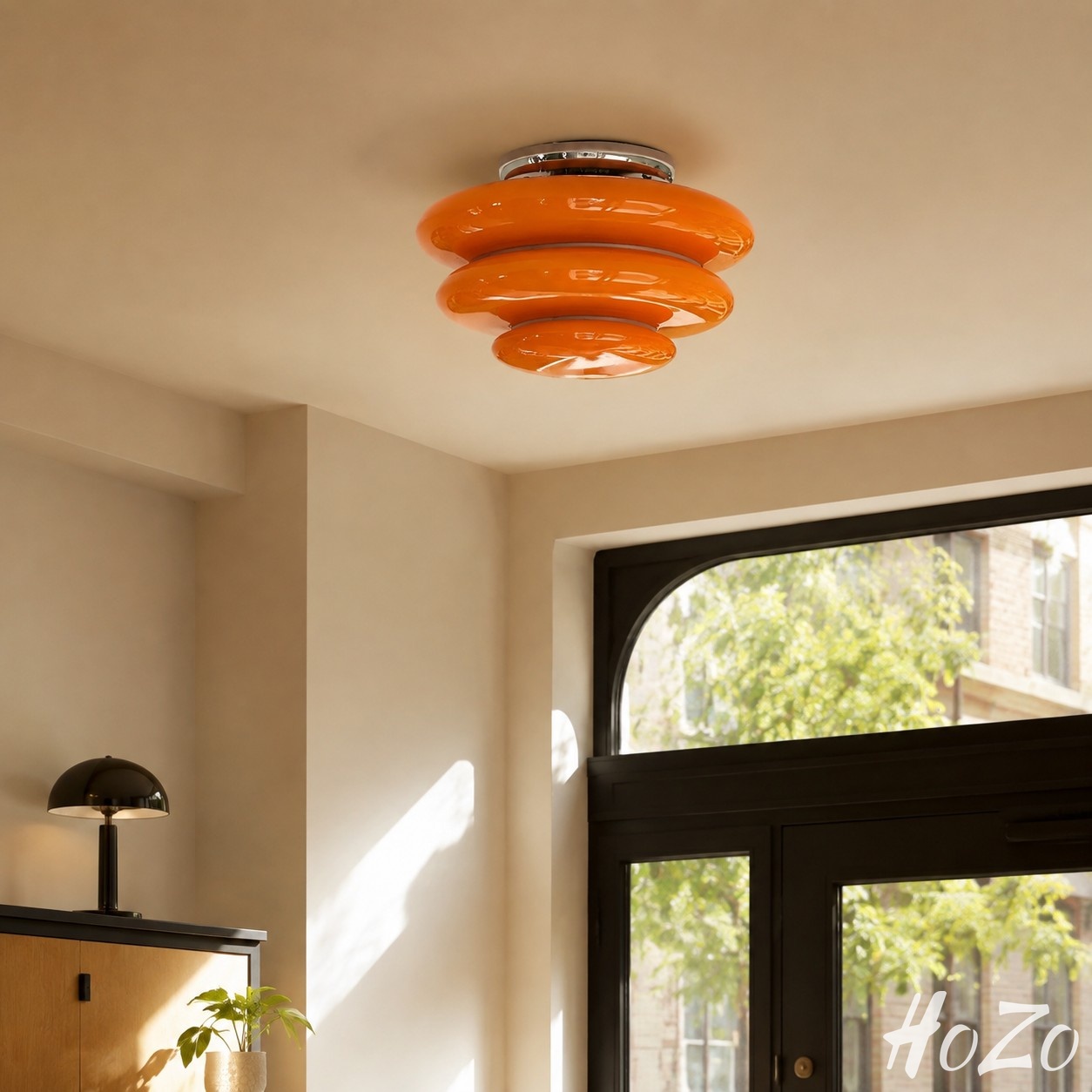 Plafoniera a strati Cirren – Apparecchio da soffitto artistico a silhouette circolare per sala da pranzo, scena 1